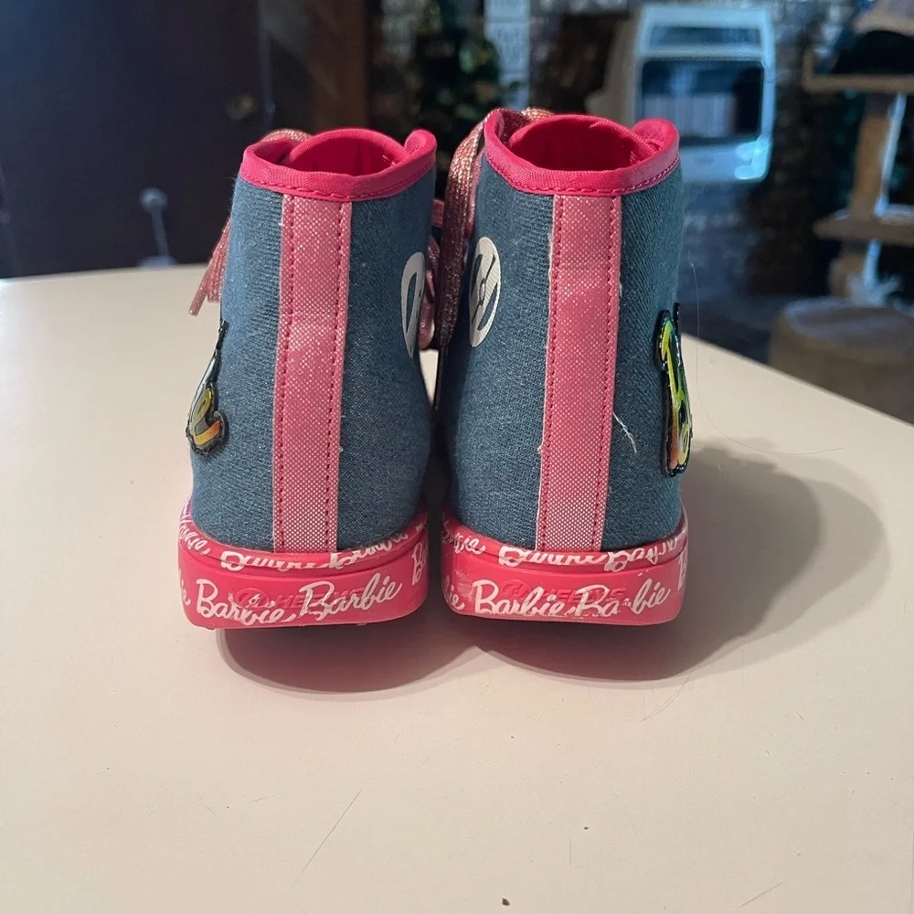 Heelys x Barbie Hustle High Top Denim Pink Roller Shoes - Youth Size 3